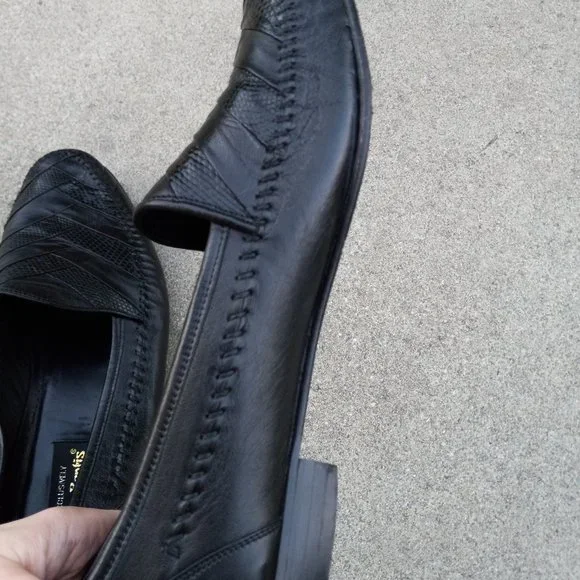 Vintage Leather & Lizard Chevron Loafer/Driving Shoe Size 9